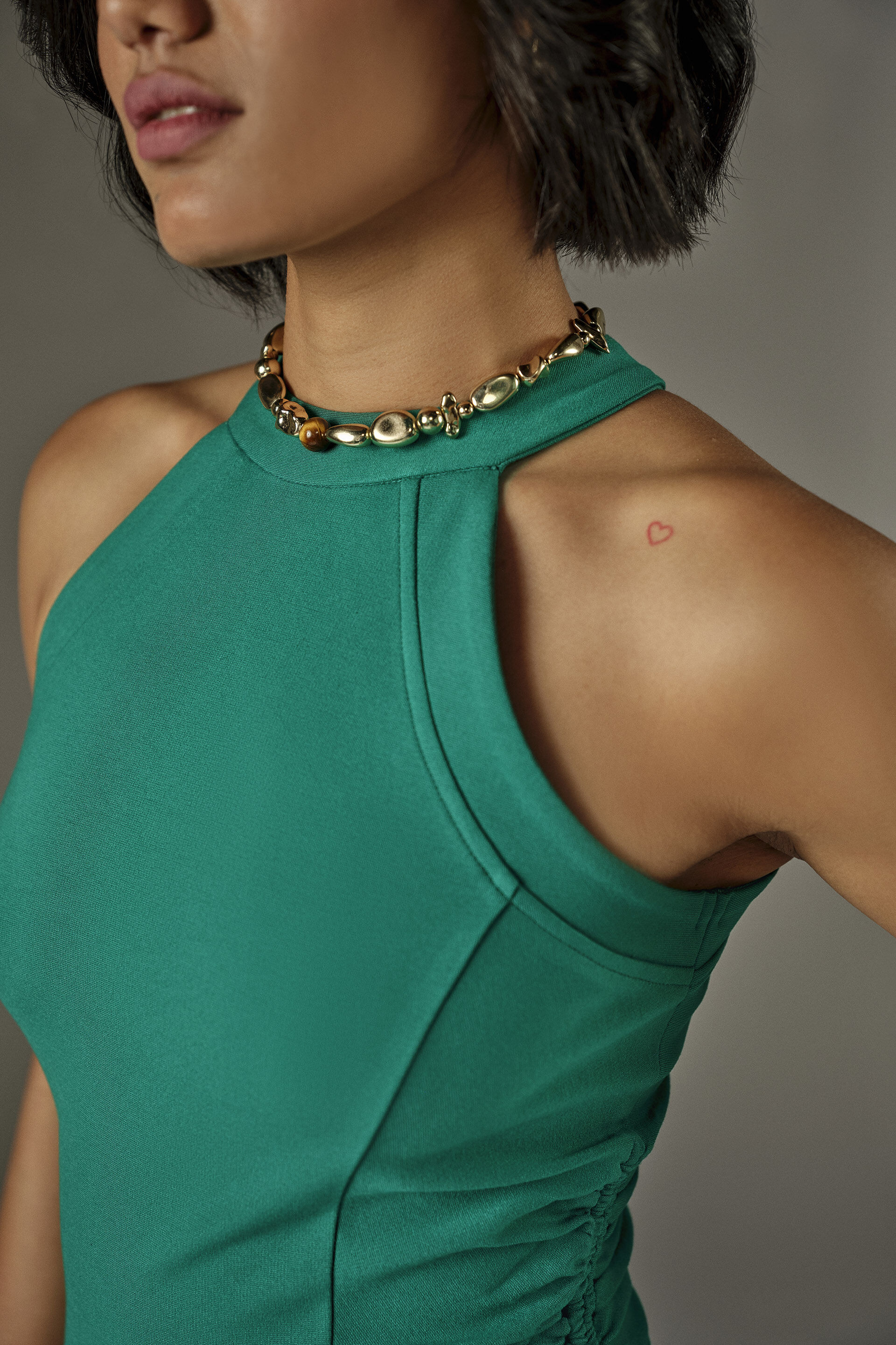 Bodycon Solid Dress in Green, Green, image 3